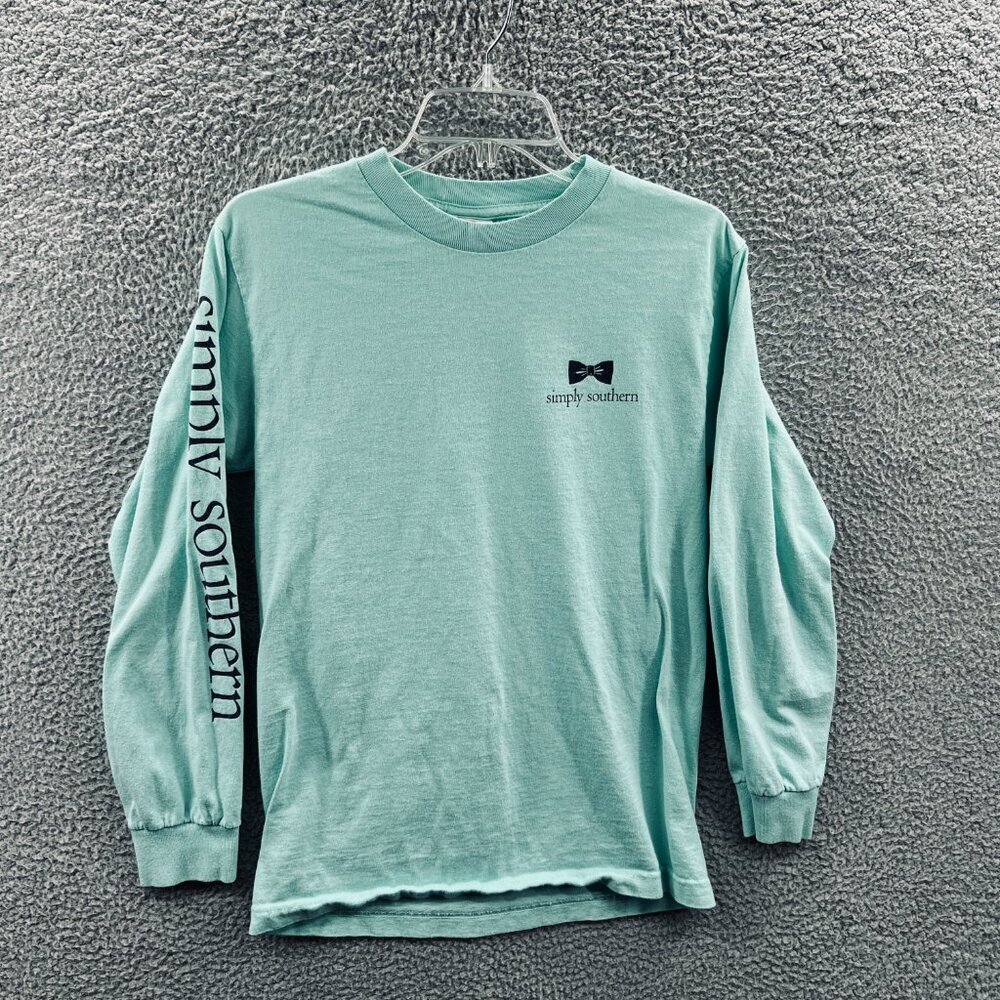 Simply Southern Womens Top Small Mint Green‎ 100% Cotton Long Sleeve Shirt